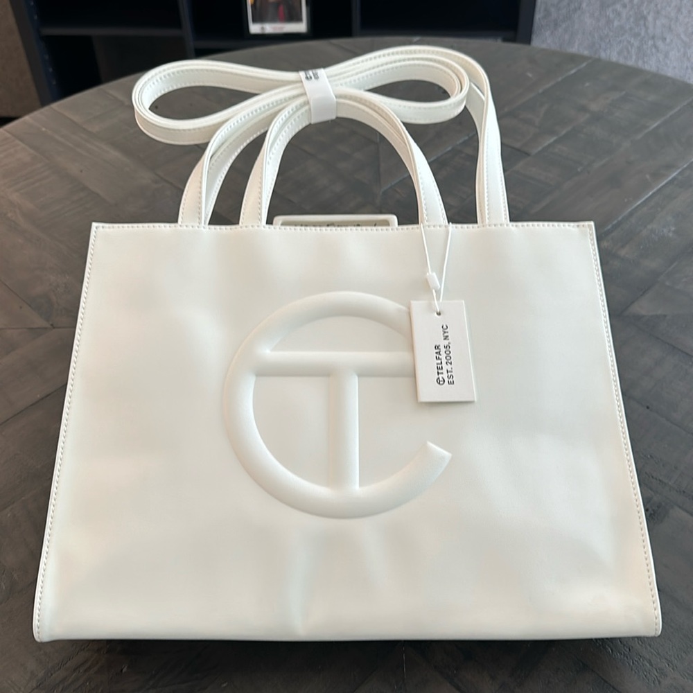 Telfar Medium White Shopping Bag